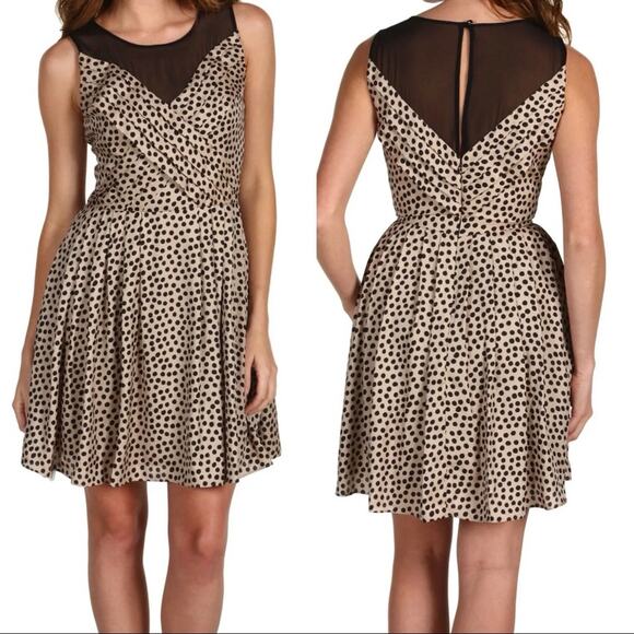 BCBGeneration Dress Chai Combo Polka Dot Dots Mesh Mini Black & Creme Size 6 - Picture 1 of 15